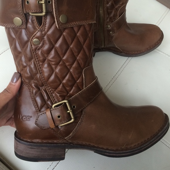 Brown Leather Ugg Moto Style Boots 👞✨ - Picture 2 of 4